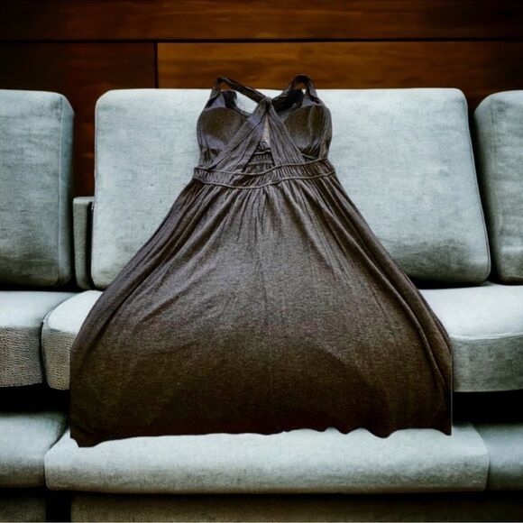 Y2K Love Delirious LA Dress Gray Deep V-Neck Crisscross Back Knee Length M 🎉HP🎉 - Picture 4 of 16